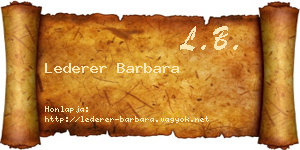 Lederer Barbara névjegykártya